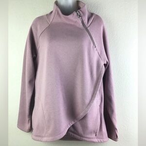 Athleta Cozy Karma ASYM Pullover Women’s Size Med Asymmetrical Zip Dogwood Mauve